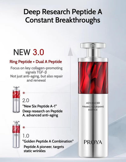 PROYA Retinol Wrinkles and Firming Essence precisely targets fine lines, firms contours, improves dullness, hydrates, and refines pores, promoting elasticity and smoothness.