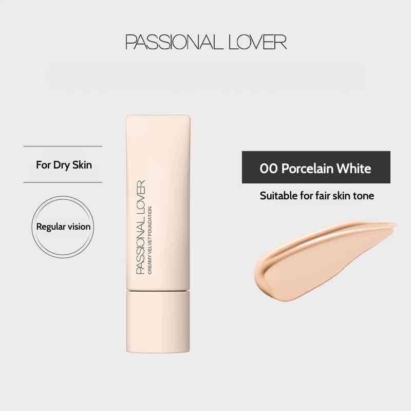 Passional Lover Creamy Velvet Foundation features a lightweight, water-like formula with nourishing plant extracts that hydrate and balance your skin, delivering a flawless, breathable, and poreless makeup base.