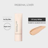 Passional Lover Creamy Velvet Foundation features a lightweight, water-like formula with nourishing plant extracts that hydrate and balance your skin, delivering a flawless, breathable, and poreless makeup base.