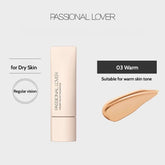 Passional Lover Creamy Velvet Foundation features a lightweight, water-like formula with nourishing plant extracts that hydrate and balance your skin, delivering a flawless, breathable, and poreless makeup base.