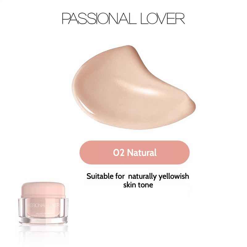 Passional Lover Velvety Cream Foundation provides ultra-moisturizing, flawless satin coverage. Ideal for all skin types, it offers a smooth, invisible finish that lasts all day.