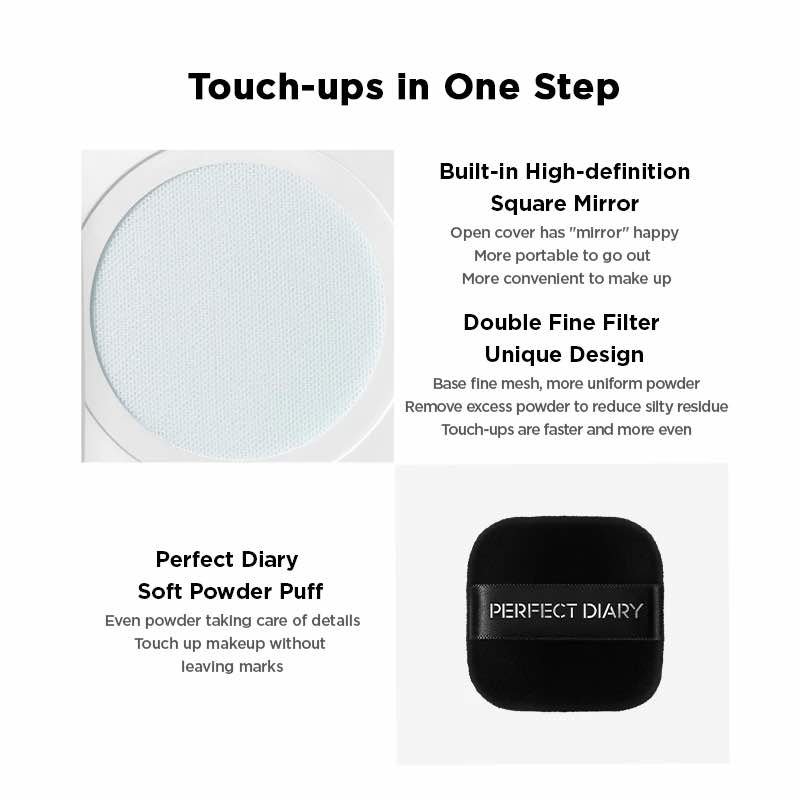 Achieve flawless skin with Perfect Diary Translucent Blurring Loose Powder. It features the patented &quot;small blue lock&quot; for exceptional oil control and antioxidant protection. This lightweight formula absorbs grease while minimizing pores for a naturally fresh look.