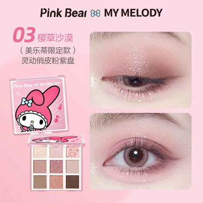 Pink Bear Sanrio My Melody Kuromi 9 Colors Eyeshadow Palette