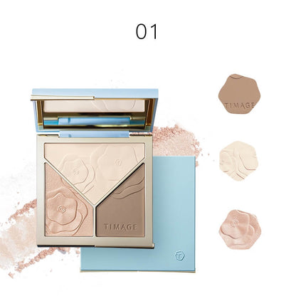 TIMAGE 3-Color Highlight Contour Palette enhances your features with a natural shadow, matte highlight, and shimmering highlight. Perfect for creating a youthful, three-dimensional look that lasts all day and versatile use for flawless, radiant makeup.