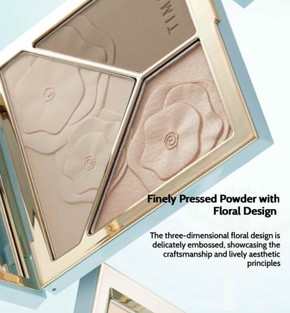 TIMAGE 3-Color Highlight Contour Palette enhances your features with a natural shadow, matte highlight, and shimmering highlight. Perfect for creating a youthful, three-dimensional look that lasts all day and versatile use for flawless, radiant makeup.