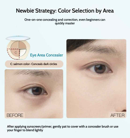 Timage 3-color Concealer Cream achieves flawless skin with this chocolate-textured concealer, covering dark circles, acne scars, and uneven tones. Long-lasting, 8-hour coverage with its sebum-absorbing formula that keeps your makeup fresh all day.