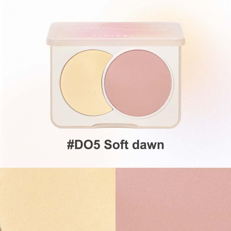 Judydoll blush duos D05 soft dawn, featuring an apricot yellow and nude pink