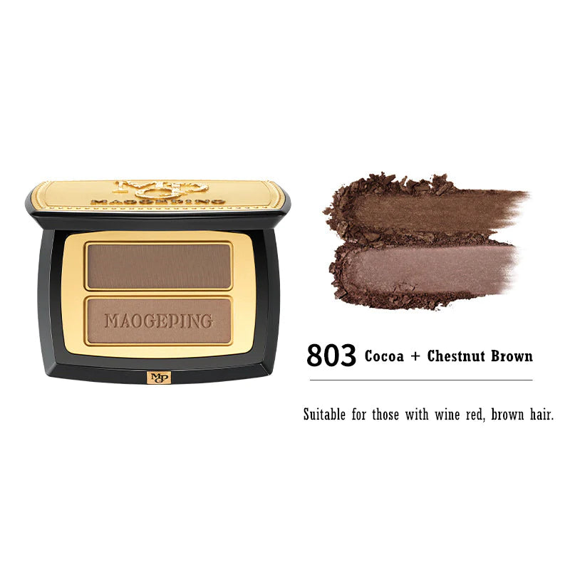 MAOGEPING Two-Color Eyebrow Powder Palette to get natural, 3D velvet eyebrows with this finely milled powder. Includes a professional flat beveled brush for precise shaping, perfect for beginners and experts alike.